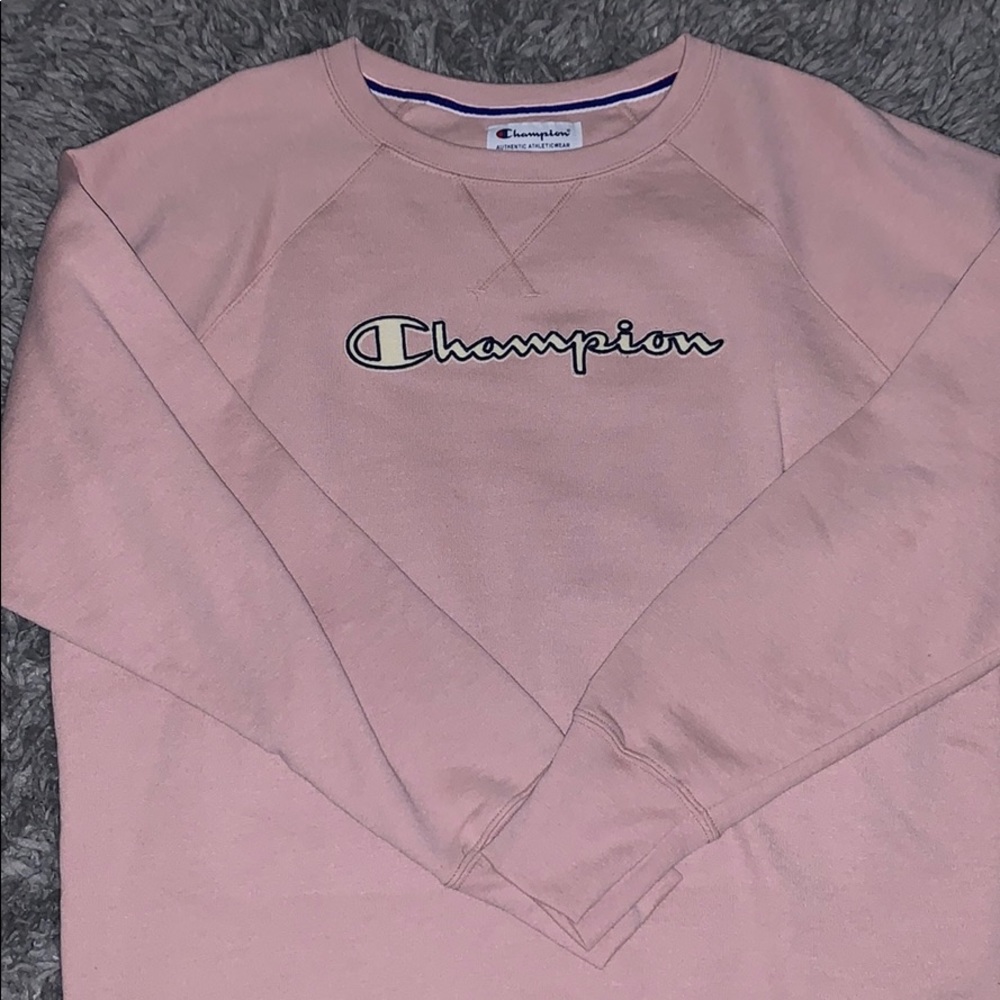 oversized pink champion crew neck sweatshirt